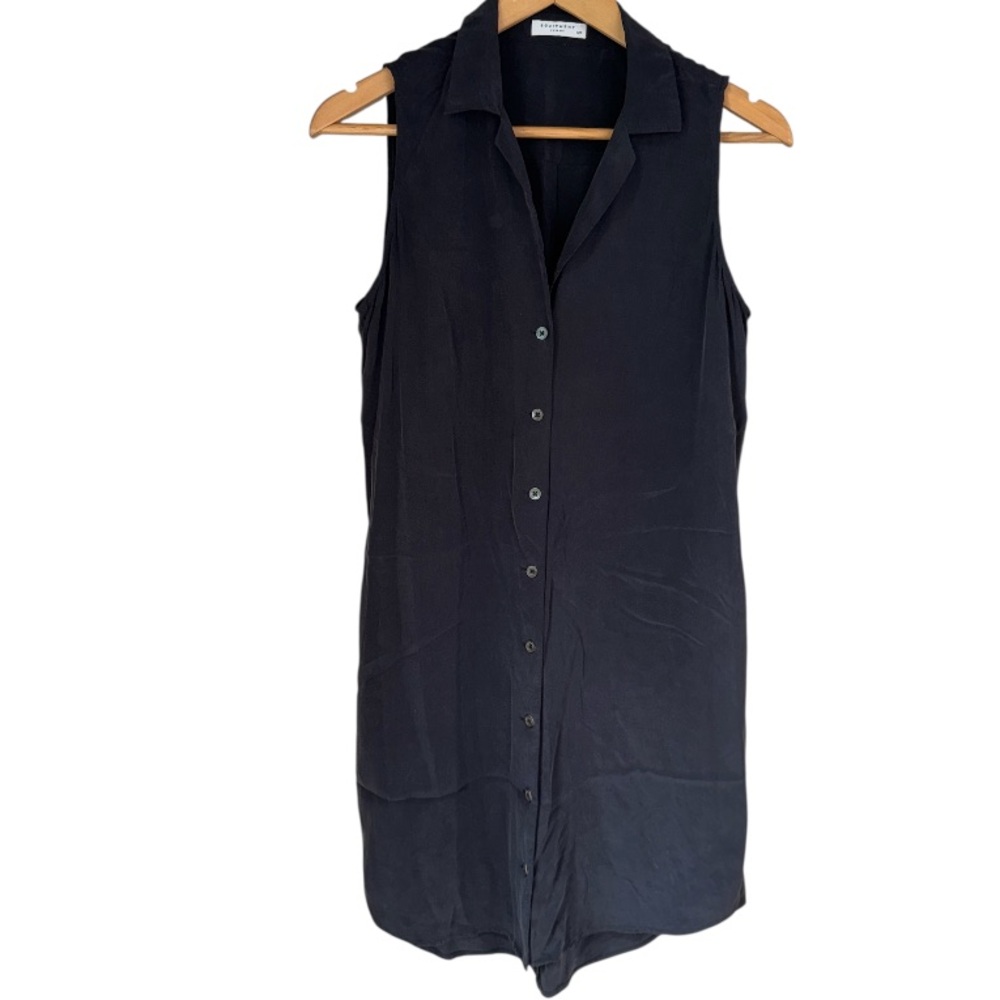 Equipment silk dress Black Sleeveless Button-Down small soft